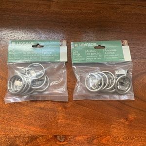 Levolor Curtain Rod Clip Rings for 3/4" Rods Satin Nickel Clips - 2 packs